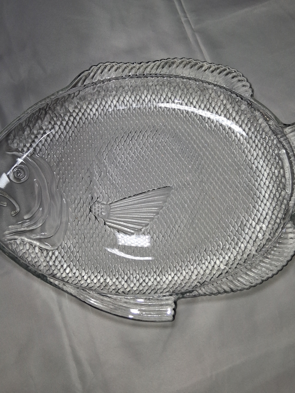 Clear Glass Fish-Shaped Serving Platter - Clear